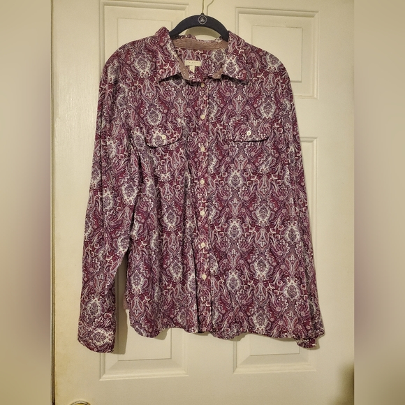 Talbots Purple Paisley Button Down Sz XL EUC - Picture 1 of 3